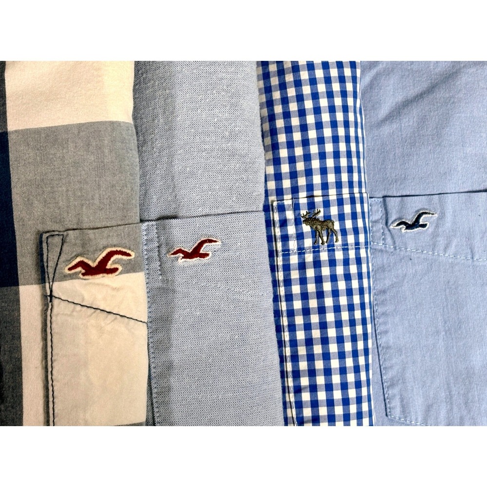 Hollister Abercrombie & Fitch Mens Button Down/Up Shirts M Long Sleeve Lot of 4